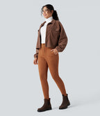 Legging suédine taille haute avec poches