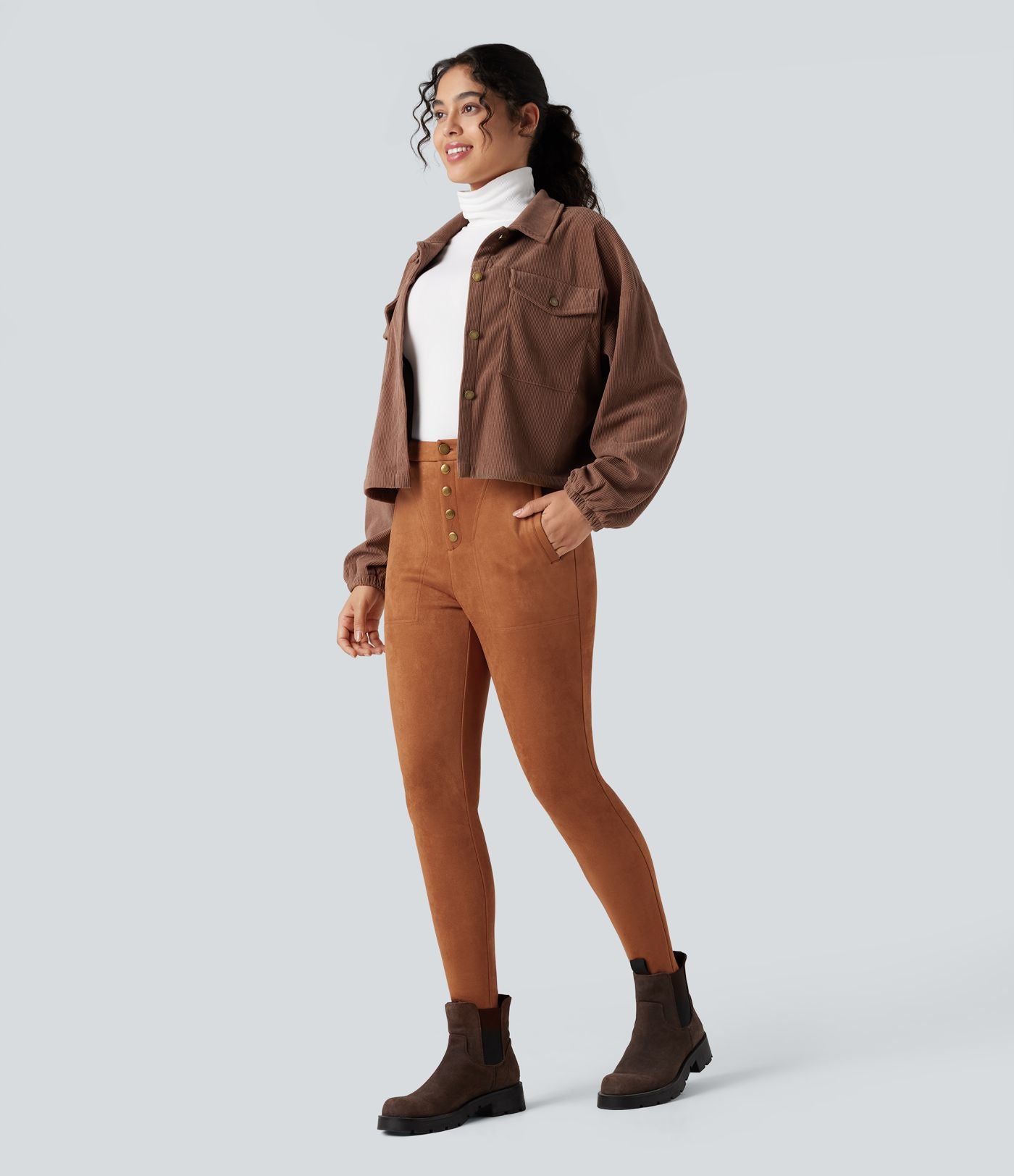 Legging suédine taille haute avec poches