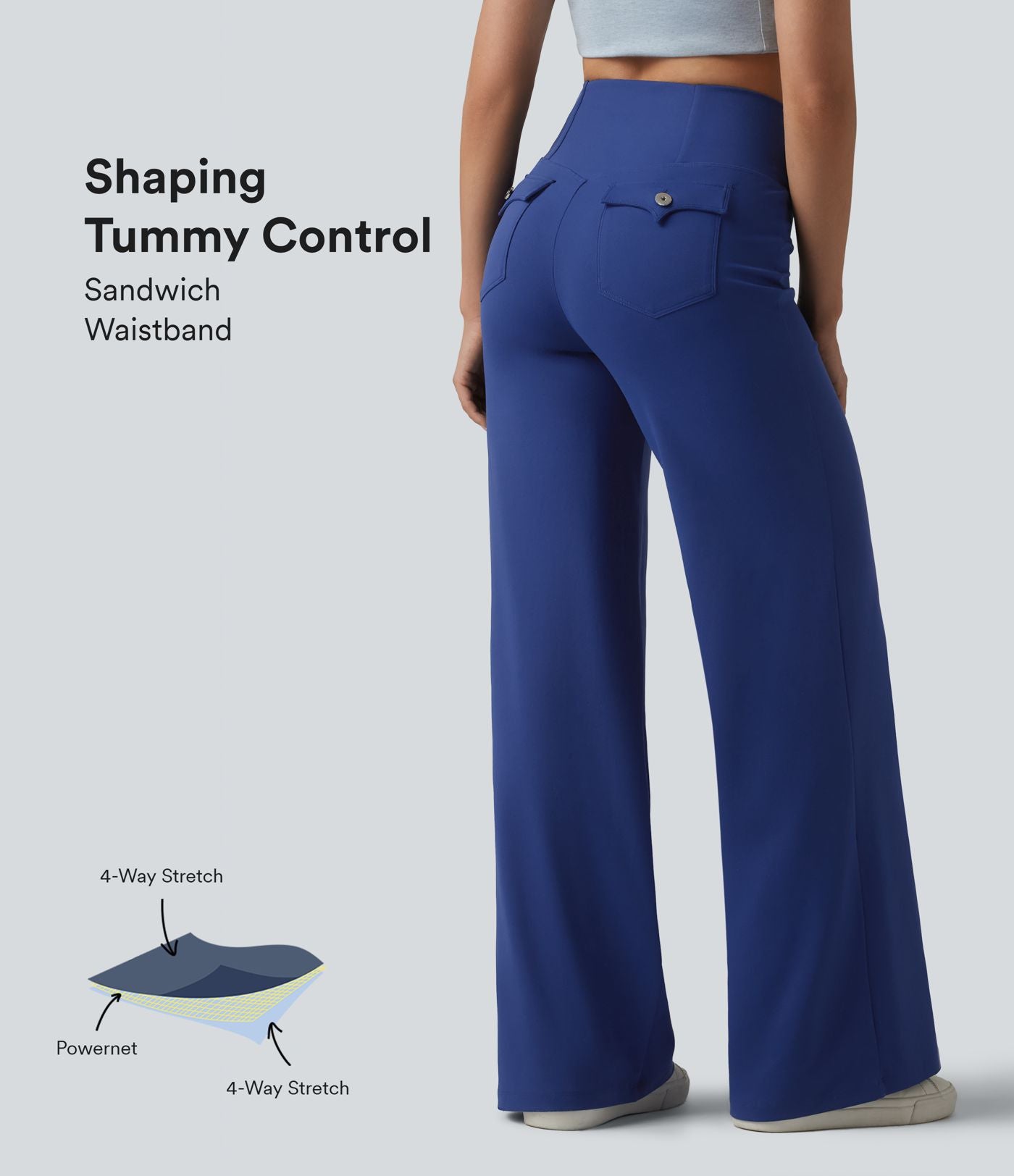 Pantalon bootcut casual DayStretch croisé taille haute ventre plat avec poches