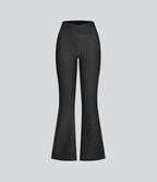 Halara Flex™ Jean Évasé Casual en Tricot Stretch Taille Haute avec Dos Croisé et Poches