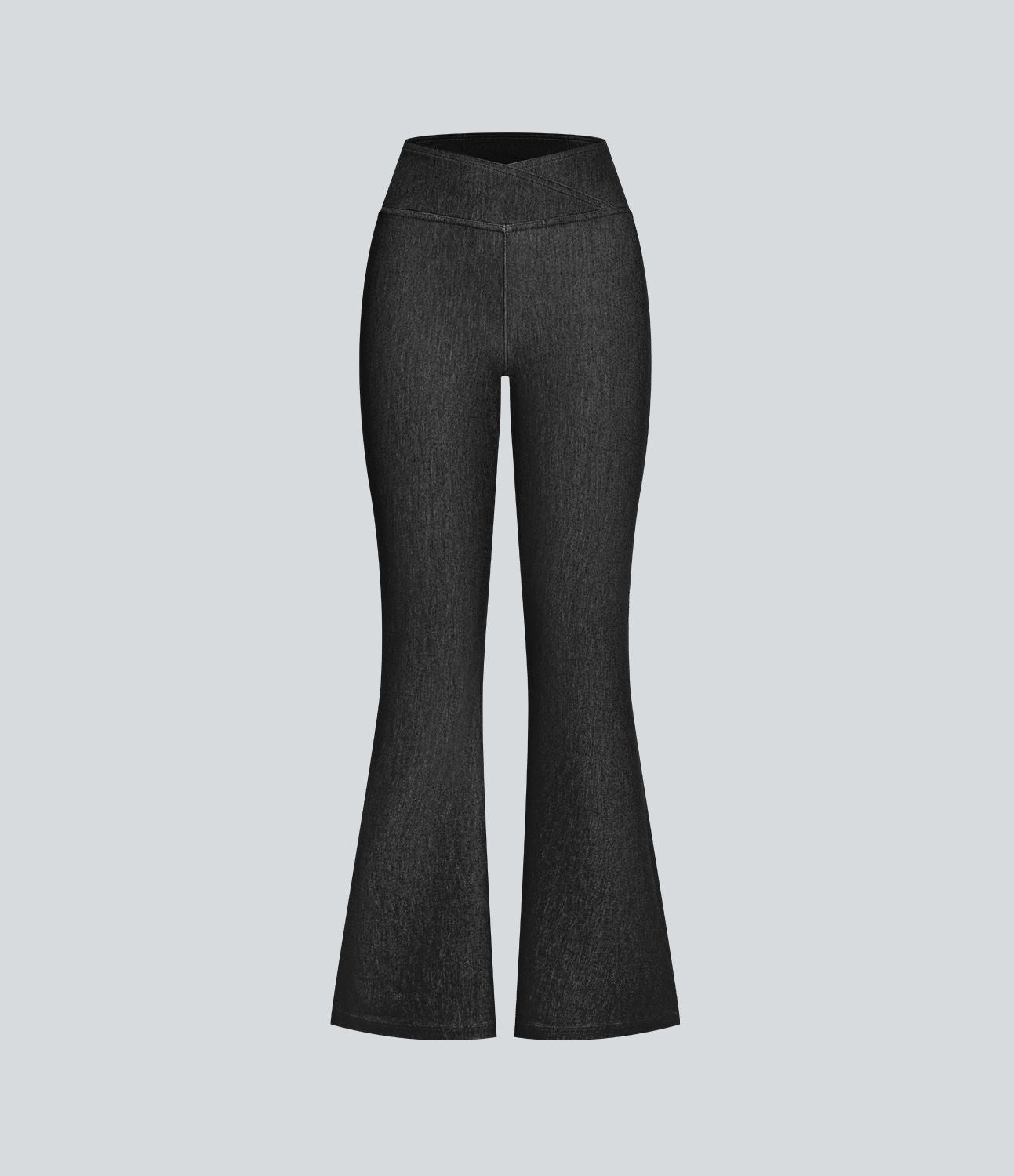 Halara Flex™ Jean Évasé Casual en Tricot Stretch Taille Haute avec Dos Croisé et Poches