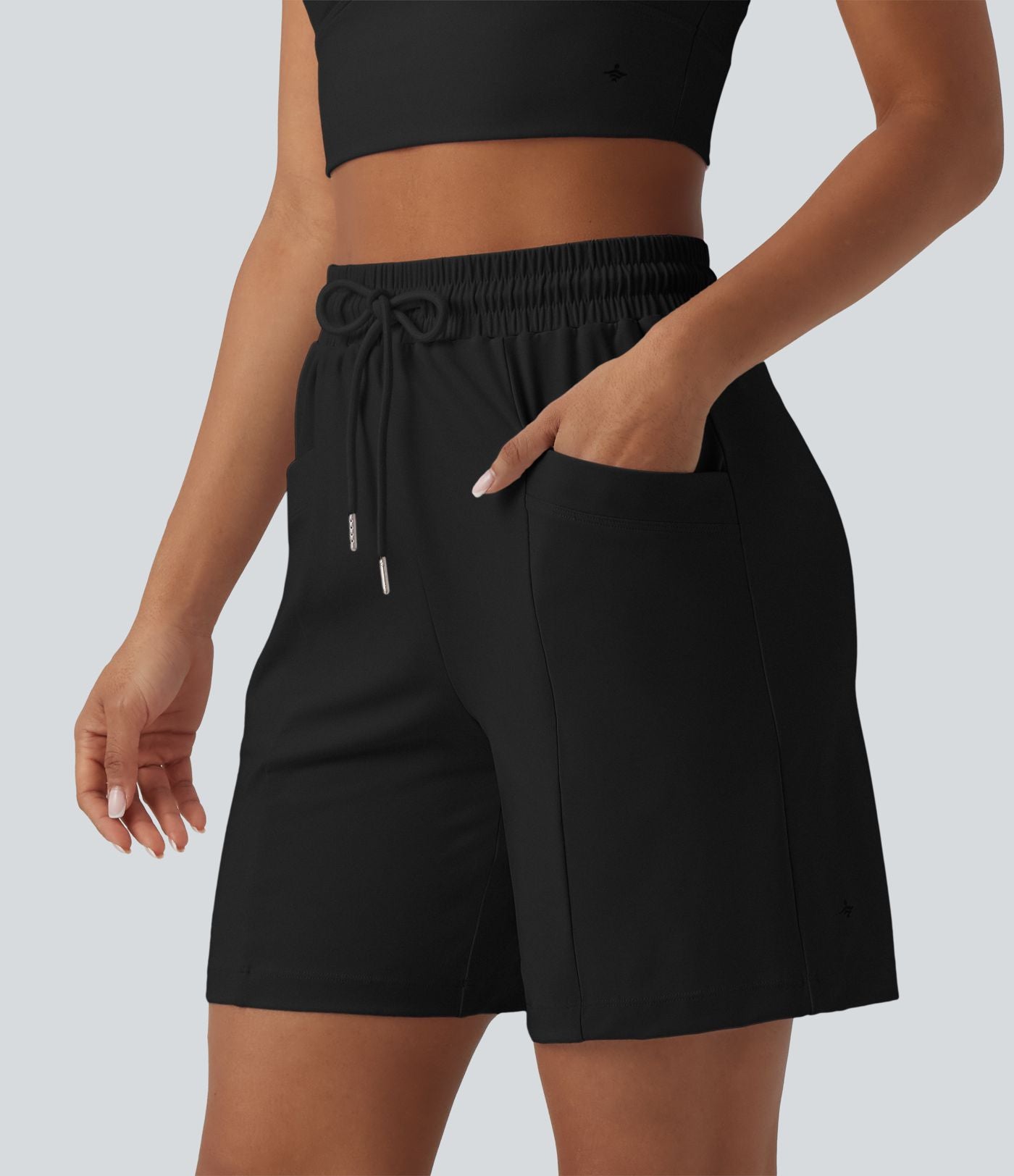 Bermuda de yoga SoftlyZero™ Airy taille haute avec cordon de serrage effet frais InstantCool et poches, protection solaire UPF50+