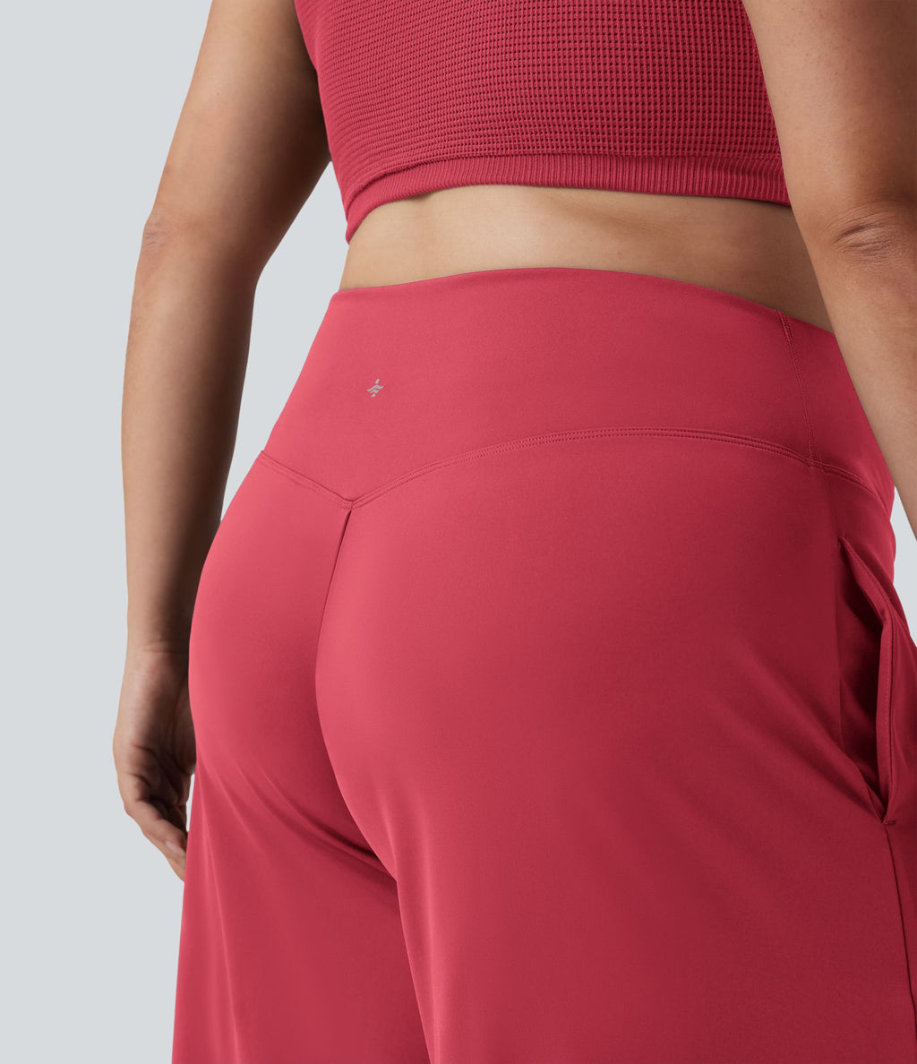 Pantalon corsaire grande taille large SoftlyZero™ Airy taille haute croisée effet frais InstantCool avec poches