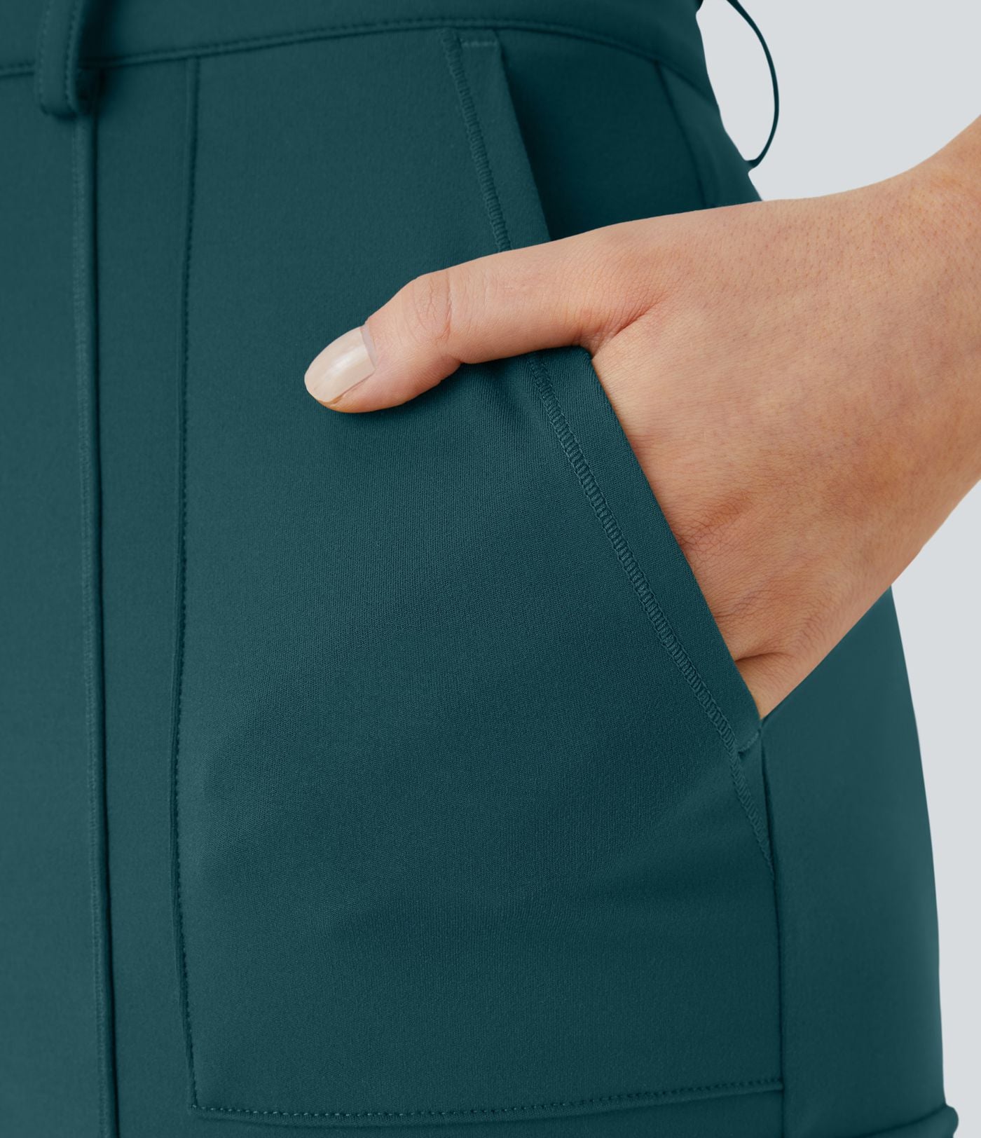 Pantalon cargo ajusté uni taille haute DayStretch avec poches zippées