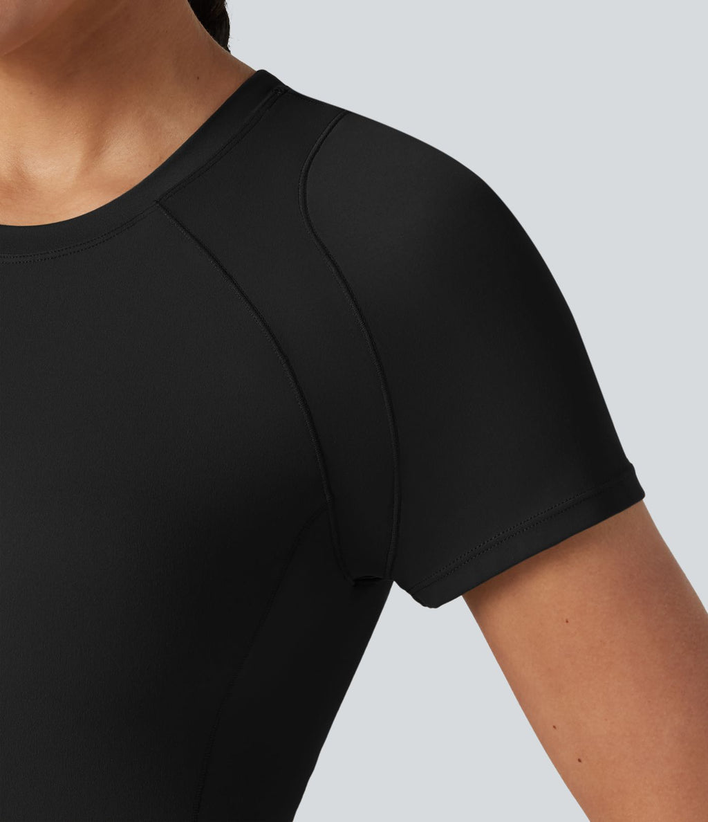 Haut de sport Softlyzero™ à manches courtes et col rond avec soutien-gorge intégré - Protection UPF50+
