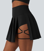 Jupe de danse courte plissée 2-en-1 Breezeful™ taille haute séchage rapide avec ourlet asymétrique et poches – Version longue