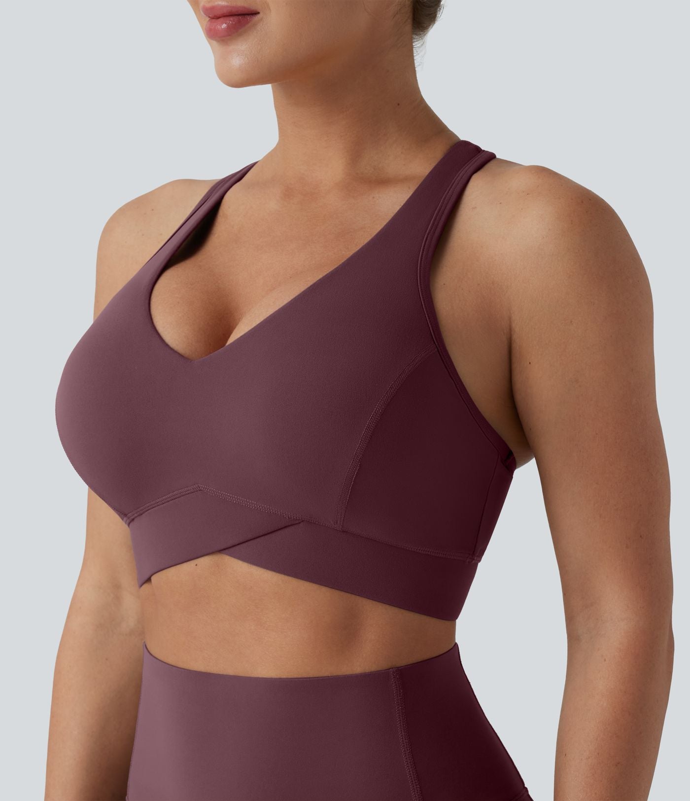 Brassière de sport running Halara UltraSculpt™ maintien léger col V dos nageur bonnets E-G