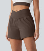 Short de yoga SoftlyZero™ Airy croisé taille haute 2-en-1 effet frais InstantCool 12,5 cm avec poches