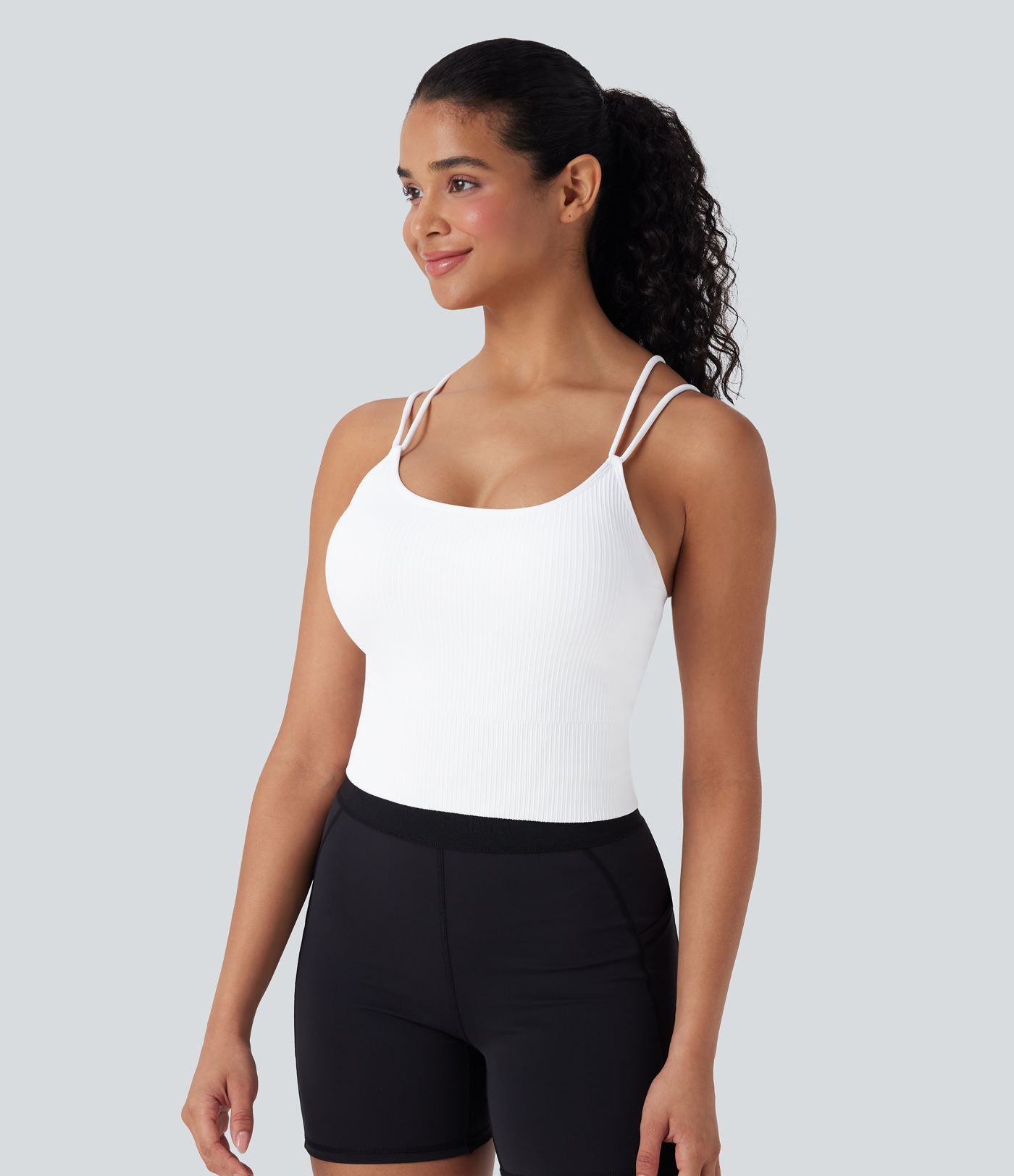 Débardeur running court dos en V bretelles doubles bonnets E-G sans couture OneForm Seamless Flow