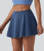 Halara Flex™ Jupe-short casual en jean trapèze taille mi-haute