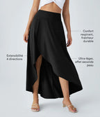 Jupe Longue Casual Breezeful™ Taille Haute à Volants 2en1 Fluide Sèchement Rapide Quotidien Maxi