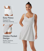 Robe sport de tennis mini 2-en-1 à pois avec brassière intégrée et poches - Édition Easy Peasy
