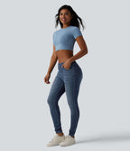 Jean skinny 7/8 casual Halara Flex™ Curvy taille mi-haute avec poches