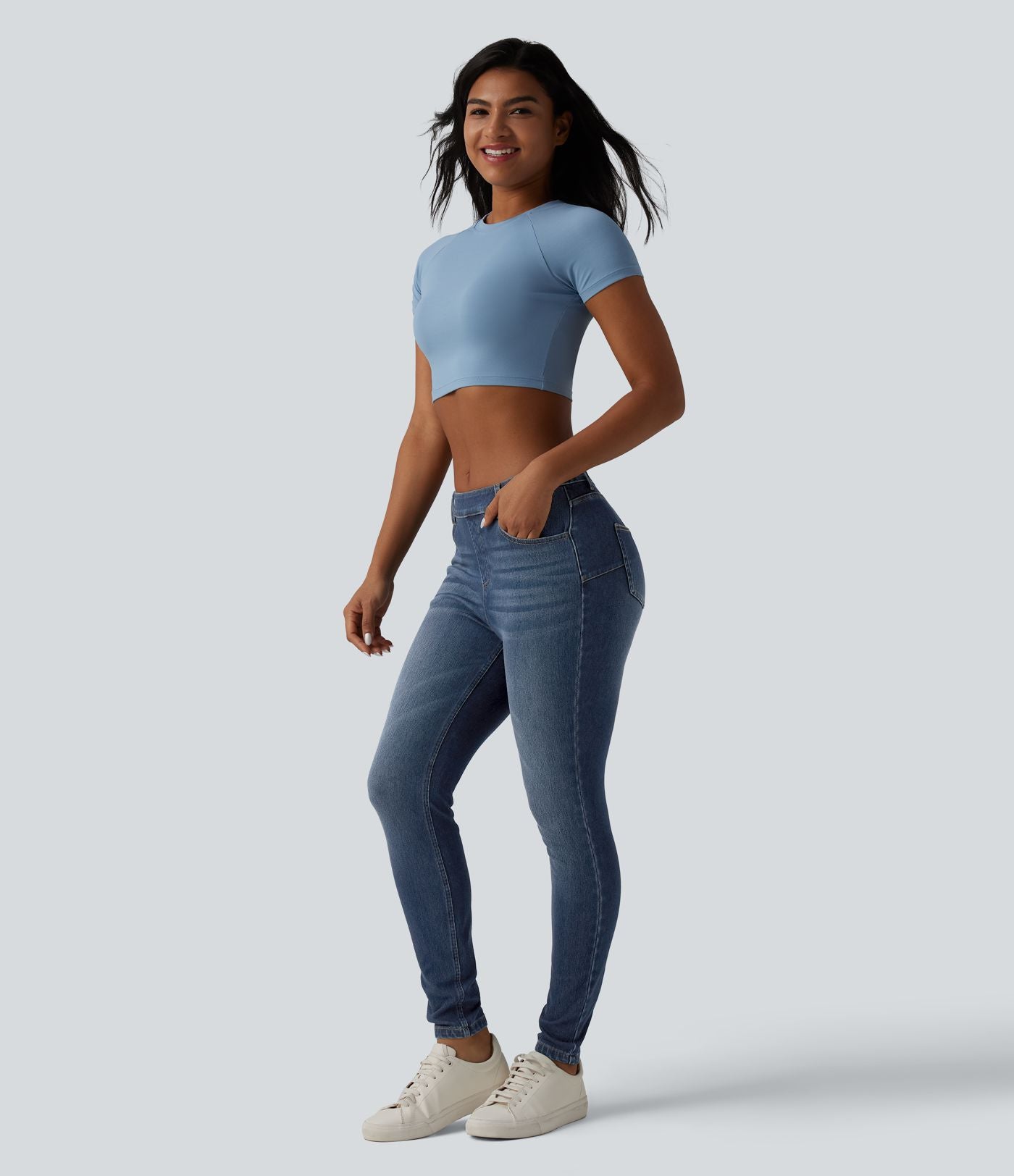 Jean skinny 7/8 casual Halara Flex™ Curvy taille mi-haute avec poches