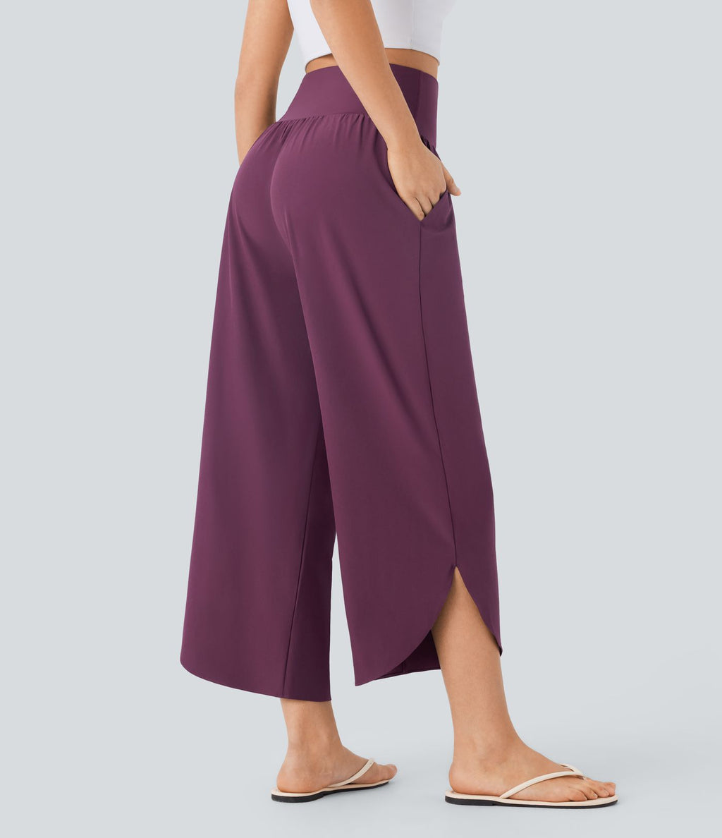Pantalon fluide resort Breezeful™ à séchage rapide, coupe fendue et effet ventre plat