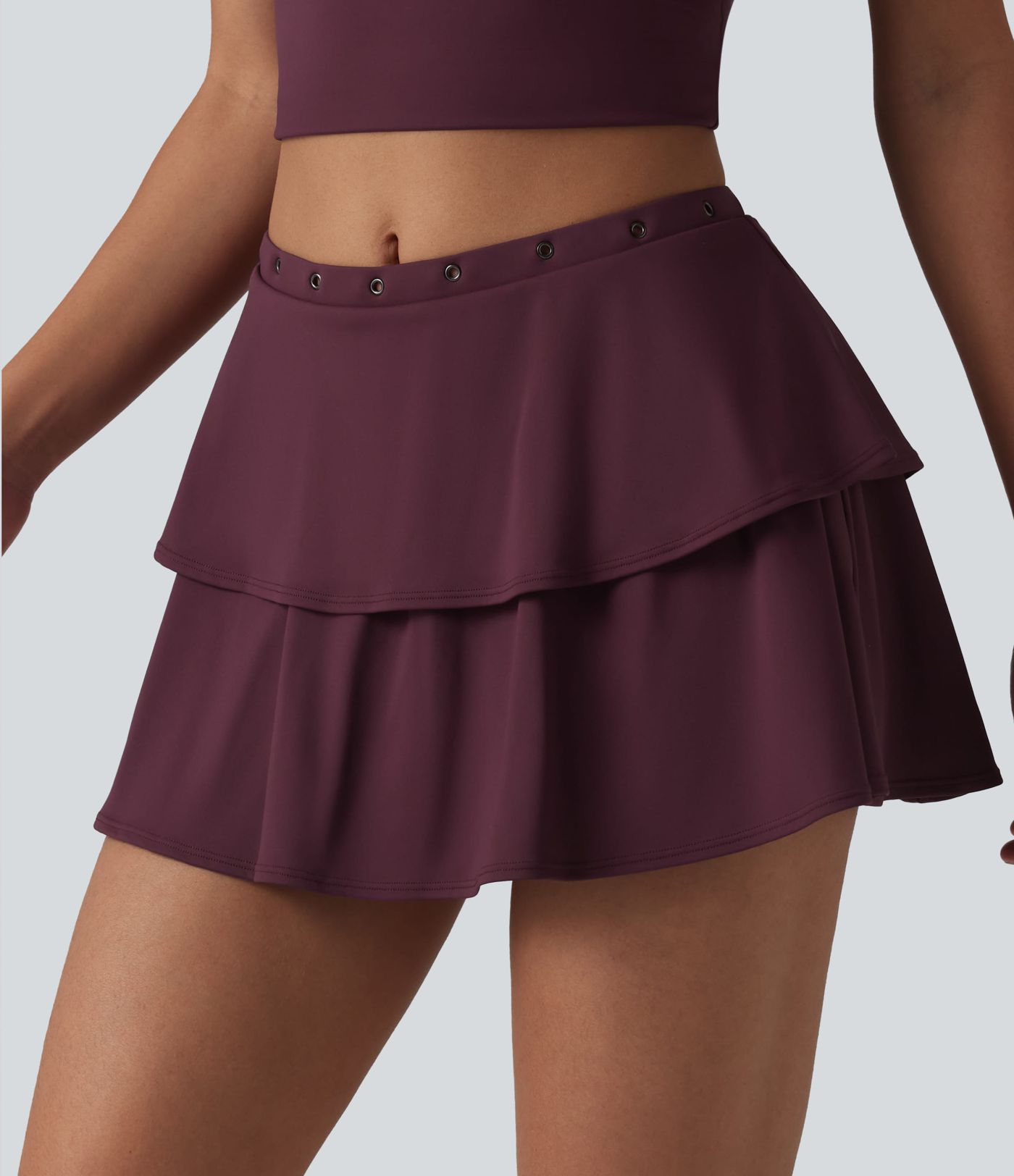 Jupe mini décontractée SoftlyZero™ Airy à volants 2-en-1 taille mi-haute effet frais InstantCool détails œillets avec poche
