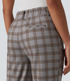 Halara Flex™ Pantalon tailleur fuselé taille haute à carreaux tartan, avec poches