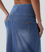 Halara Flex™ Jupe midi en denim taille haute ventre plat avec poches