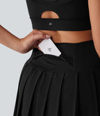 Breezeful™ Jupe mini sport 2 en 1 plissée taille haute mesh contrasté séchage rapide avec poches