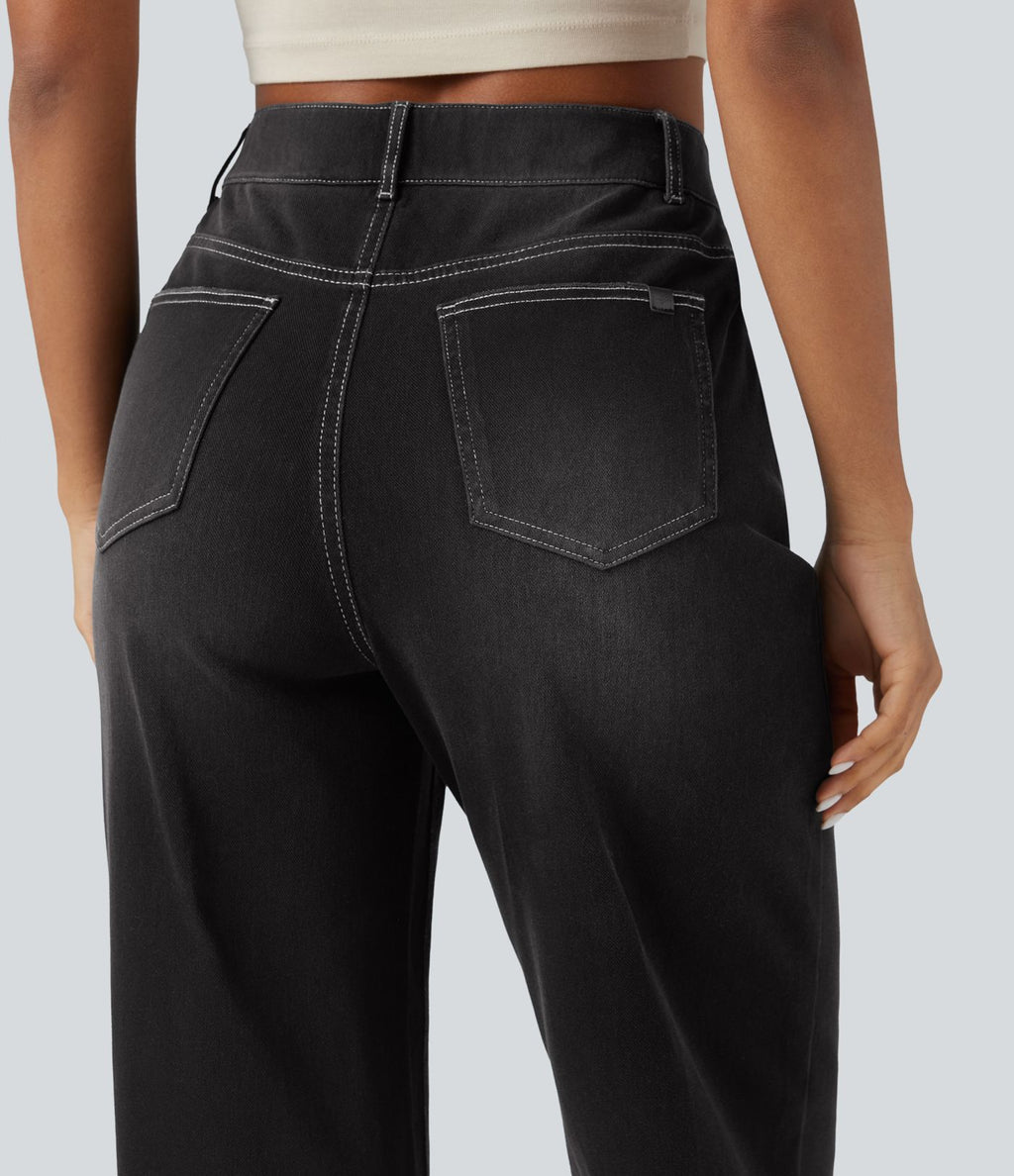 Jean baggy Halara Flex™ taille haute coupe en V 7/8 avec poches