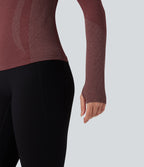 Haut de sport yoga manches raglan longues avec passants pouces sans couture OneForm Seamless Flow