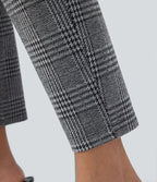 Halara Flex™ Pantalon skinny tailleur taille haute à motif pied-de-poule avec poches arrière
