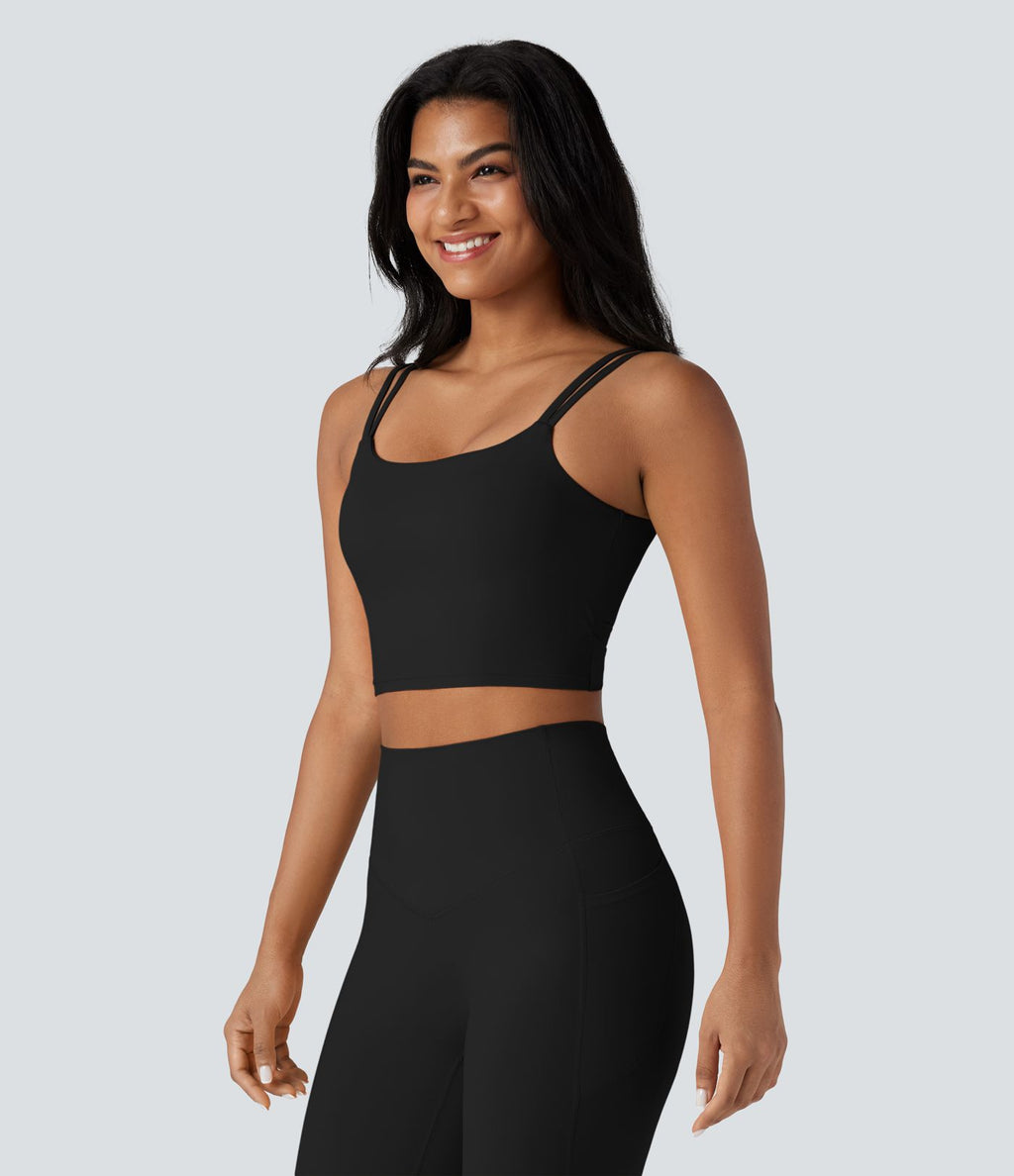 Débardeur yoga court Halara UltraSculpt™ double bretelles torsadé dos nu
