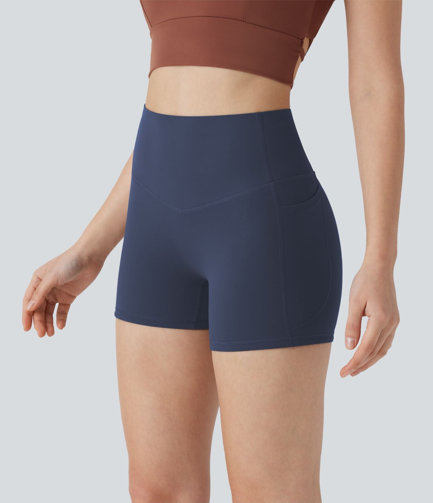 Short cycliste 7,5 cm d'entraînement gainant taille haute avec poches Halara UltraSculpt™