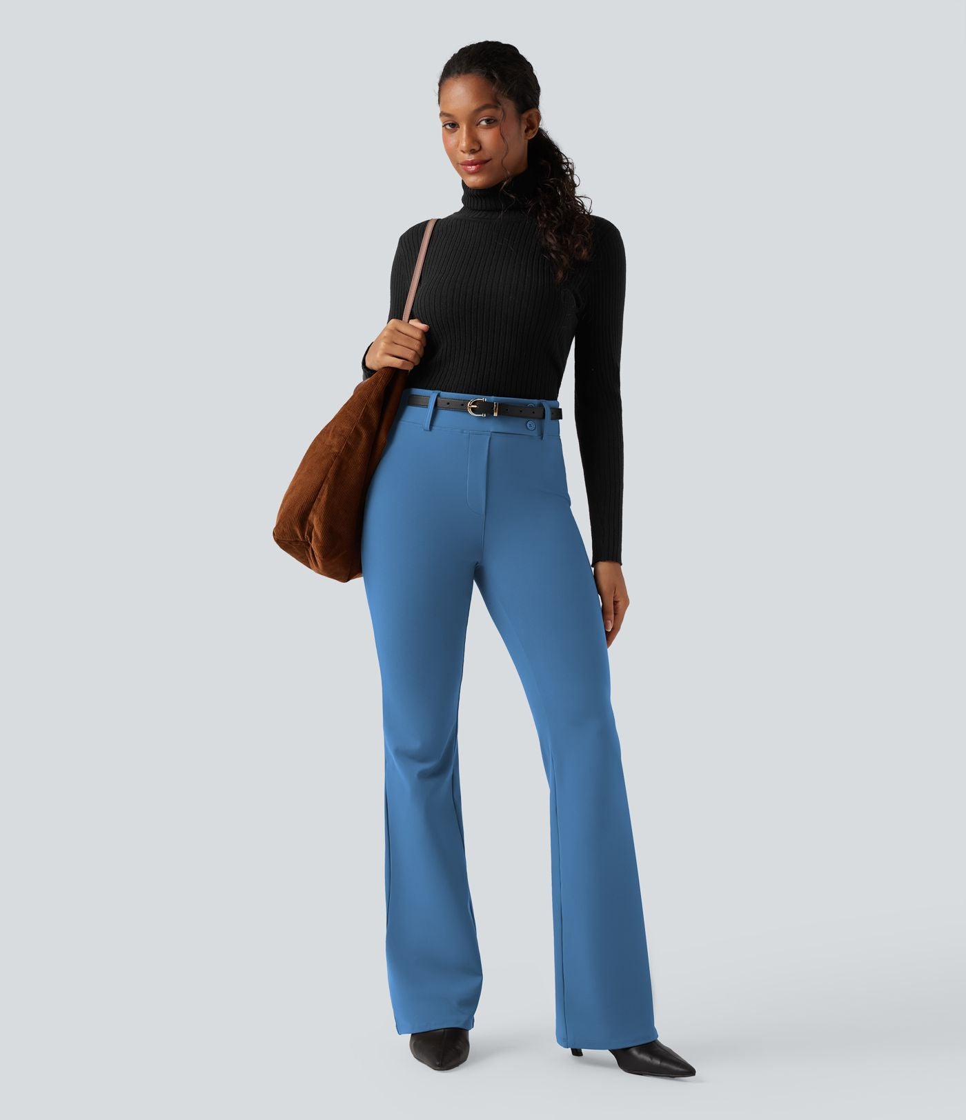 Pantalon tailleur évasé taille haute avec poches Halara Flex™
