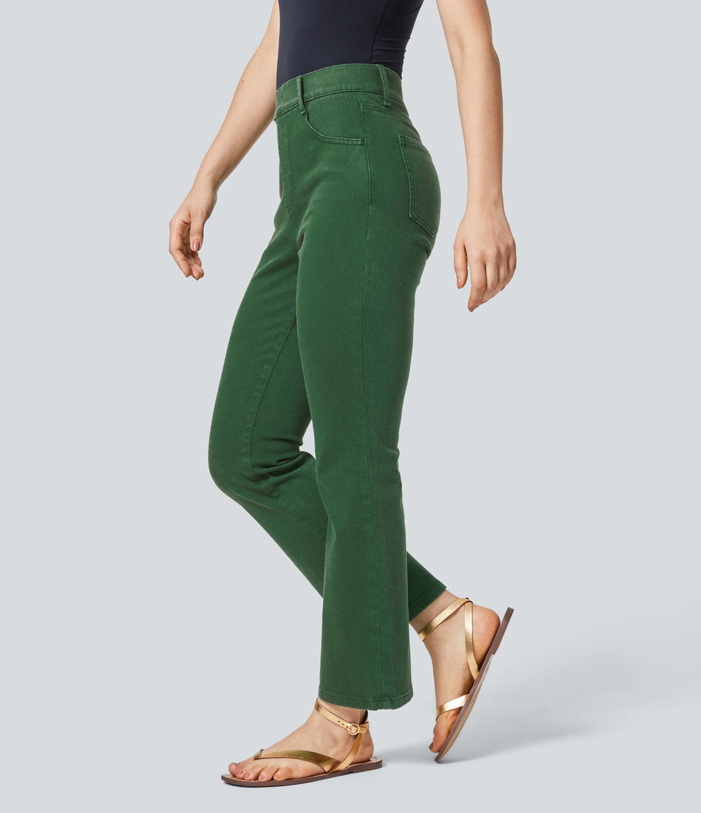 Jean bootcut 7/8 décontracté coloré à poches taille haute Halara Flex™