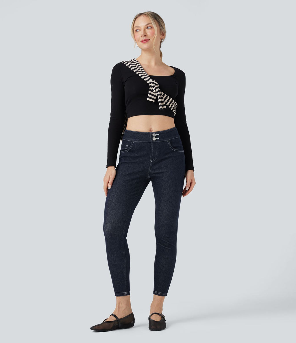 Legging denim Halara Flex™ 7/8 taille mi-haute avec poches
