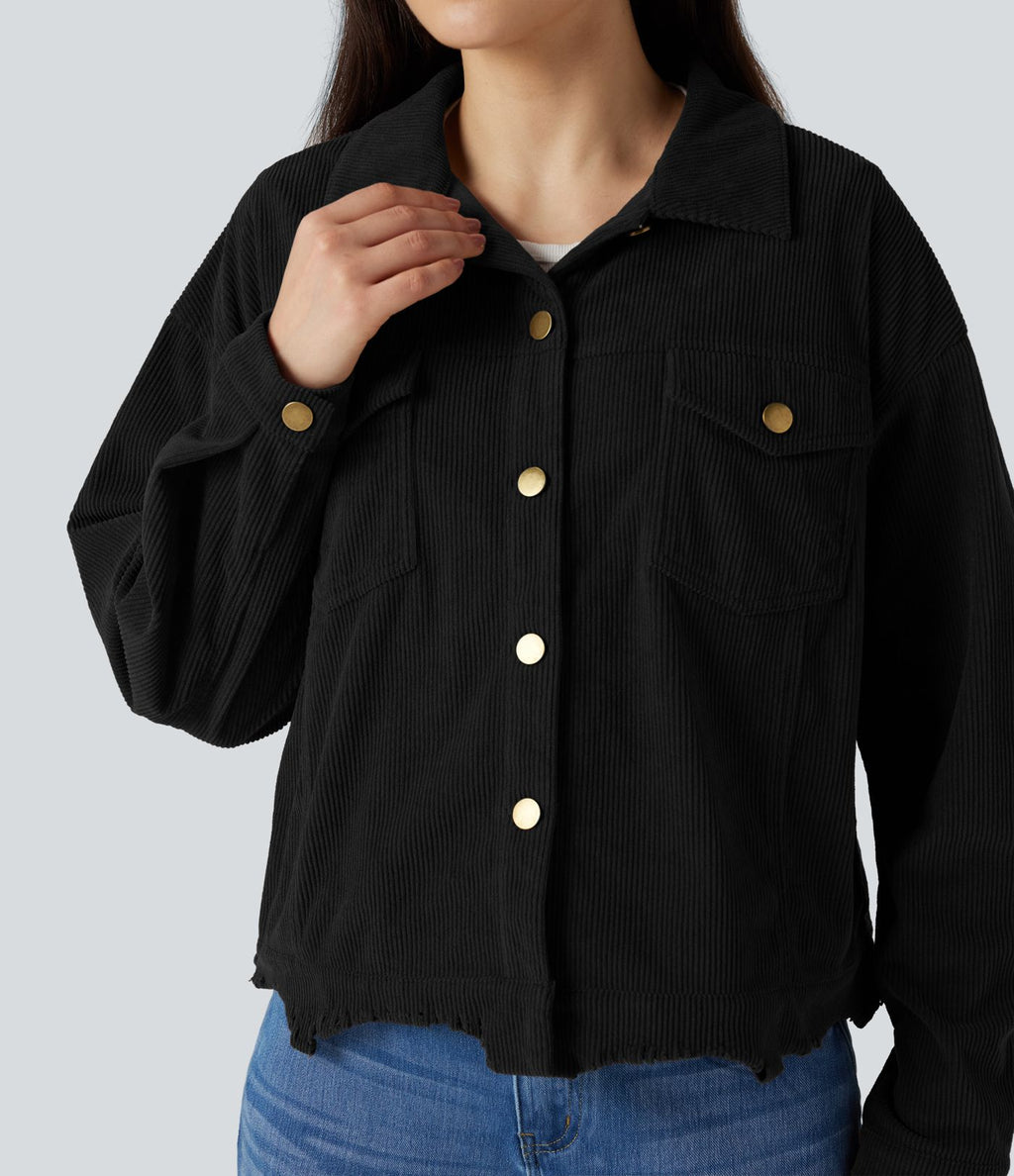 Veste chemise velours côtelé manches longues avec boutons et poches
