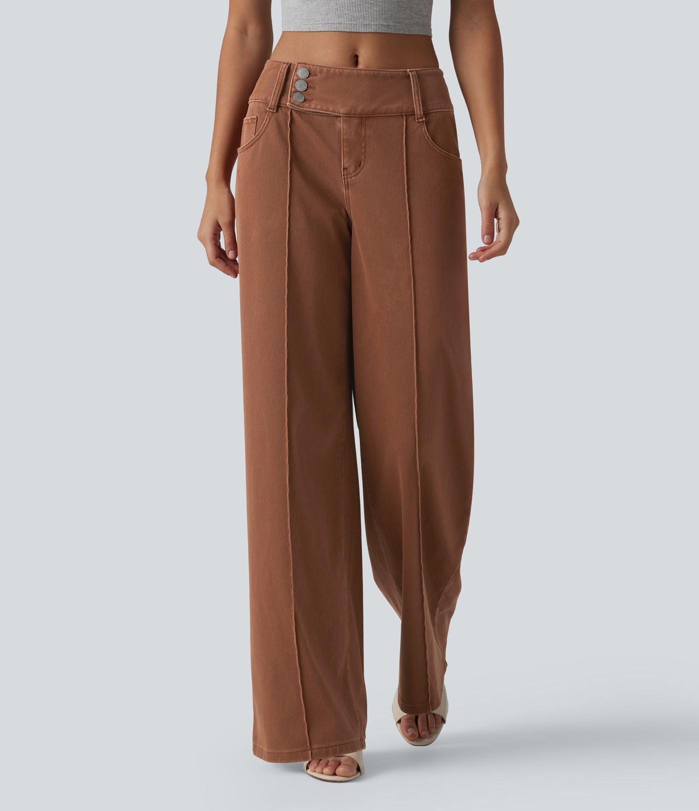 Halara Flex™ Jean droit coloré taille basse avec poches