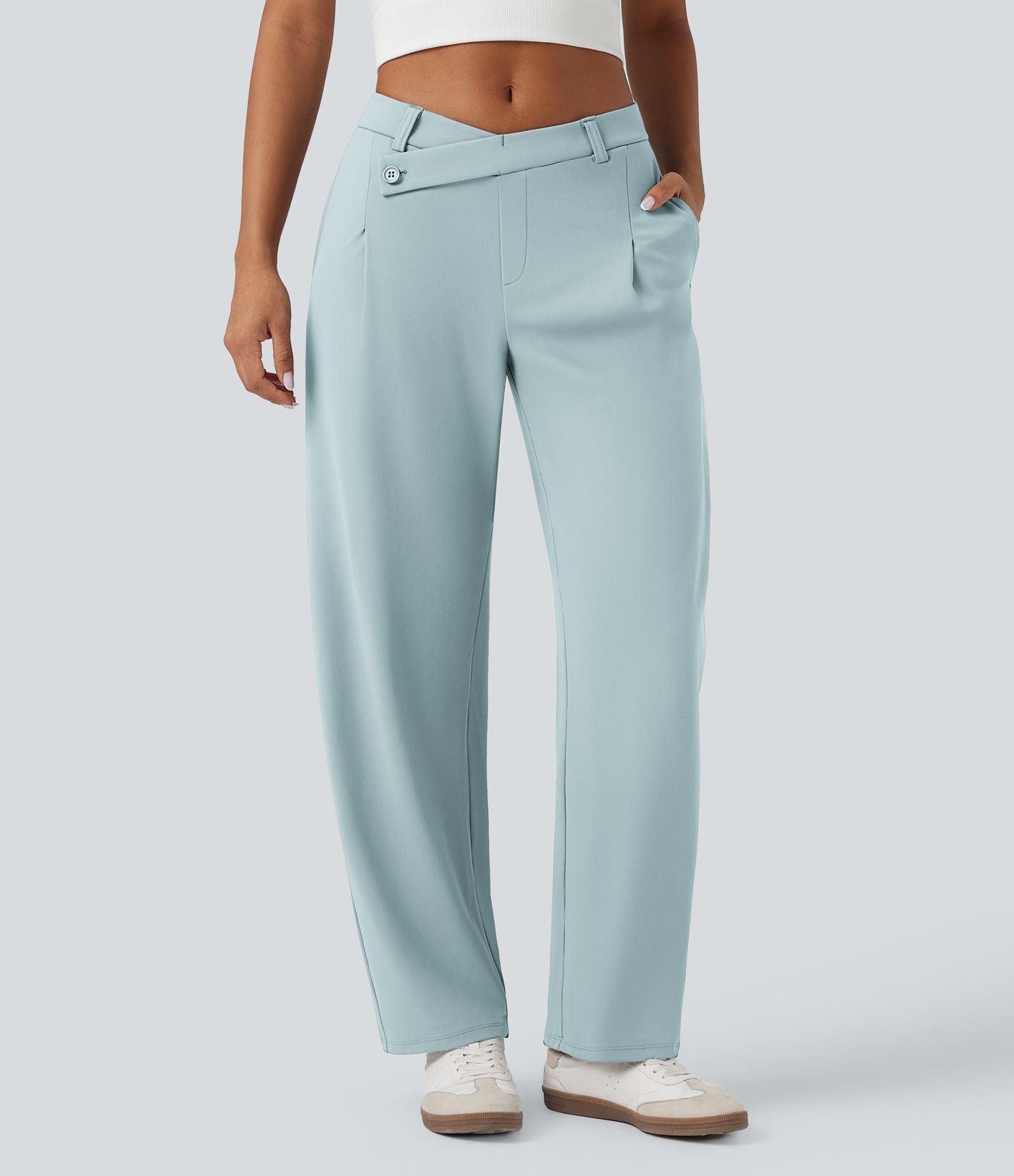 Pantalon tailleur fuselé asymétrique taille moyenne Halara Flex™ DayStretch avec poches