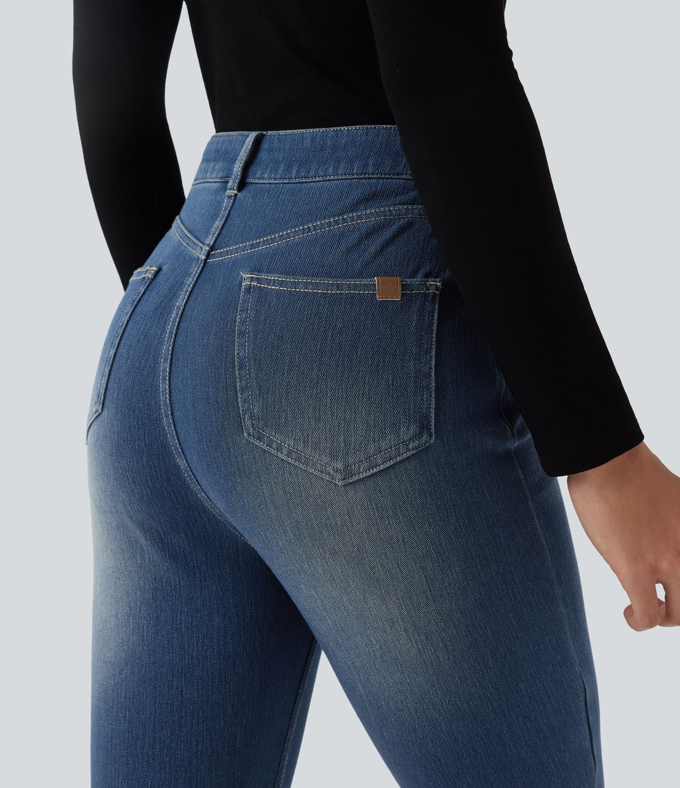 Jean ajusté décontracté Halara Flex™ taille haute avec poches