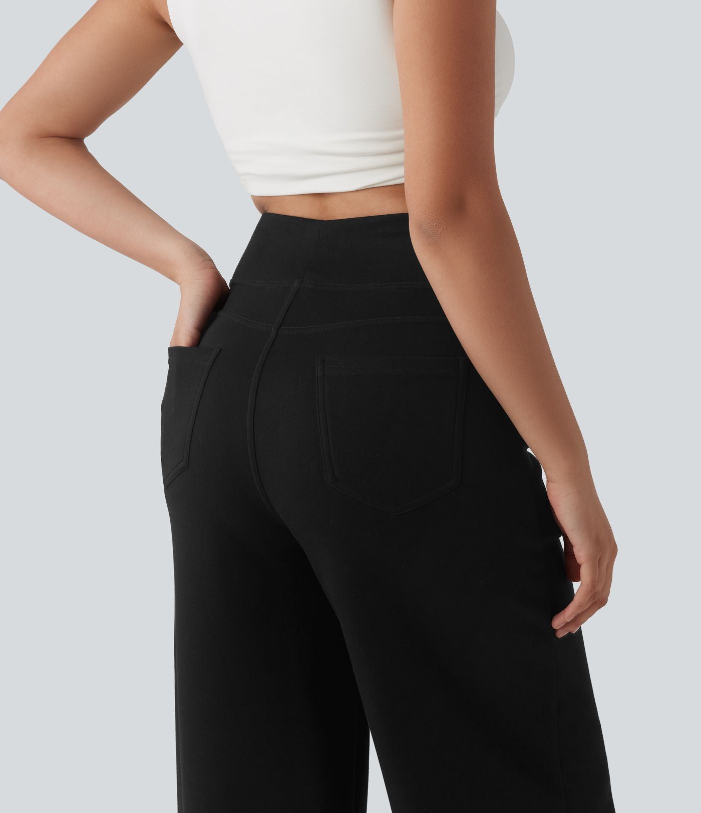 Pantalon casual large taille haute avec poches