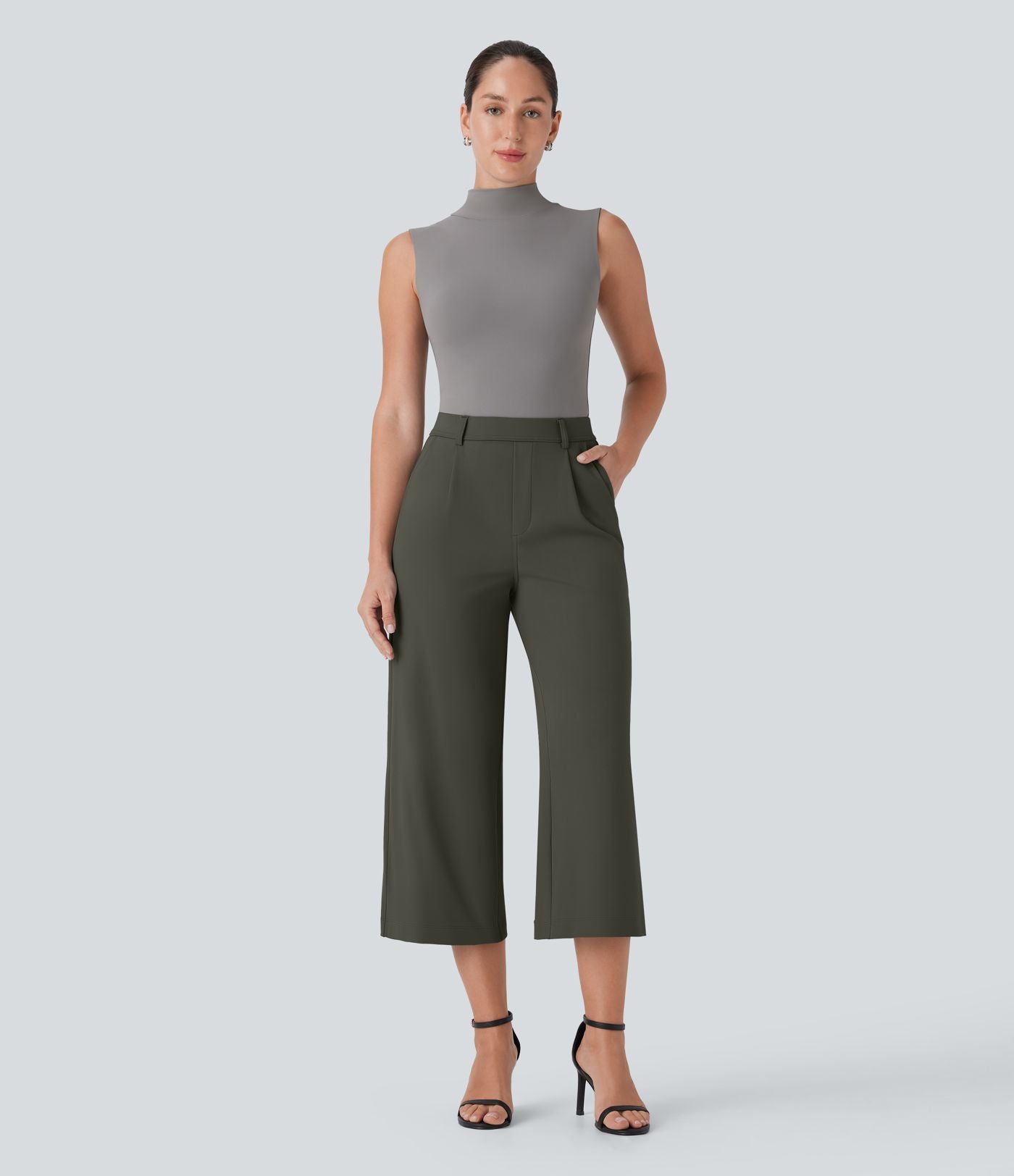 Pantalon capri de travail coupe droite taille haute Halara Flex™ DayStretch avec poches latérales