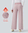 Pantalon polaire coupe droite taille haute avec poches