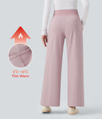 Pantalon polaire coupe droite taille haute avec poches