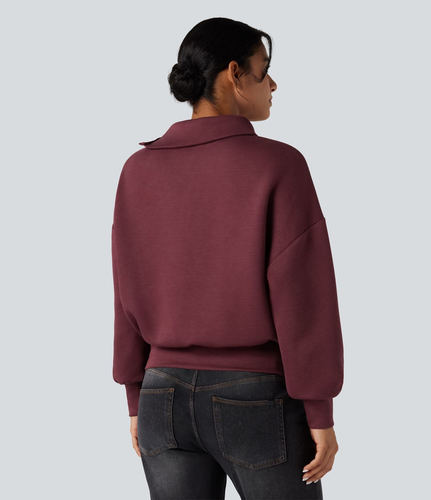 Sweat-shirt oversize SpacerTek™ col tunnel et demi-fermeture éclair