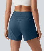 Short de yoga SoftlyZero™ Airy croisé taille haute 2-en-1 effet frais InstantCool 12,5 cm avec poches
