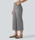 Pantalon coupe droite DayStretch décontracté court, taille haute, à poches