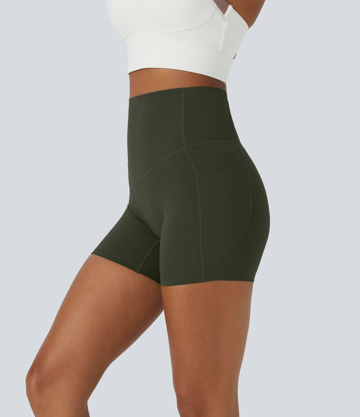 Short cycliste d'entraînement gainant taille haute UltraSculpt™ SoCinched à poches latérales 12,5 cm