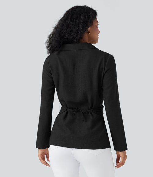 Chemise tailleur portefeuille manches longues avec lien dos