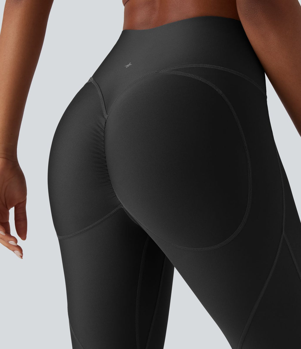 Legging sculptant d'entraînement 7/8 brillant taille haute gainant avec effet push-up fessier