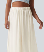 Jupe midi fluide taille haute
