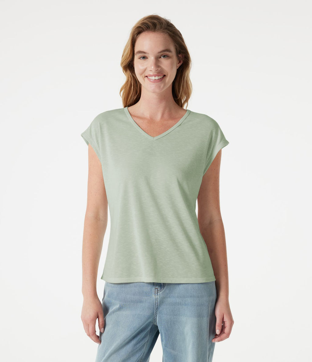 T-shirt casual col V à manches courtes