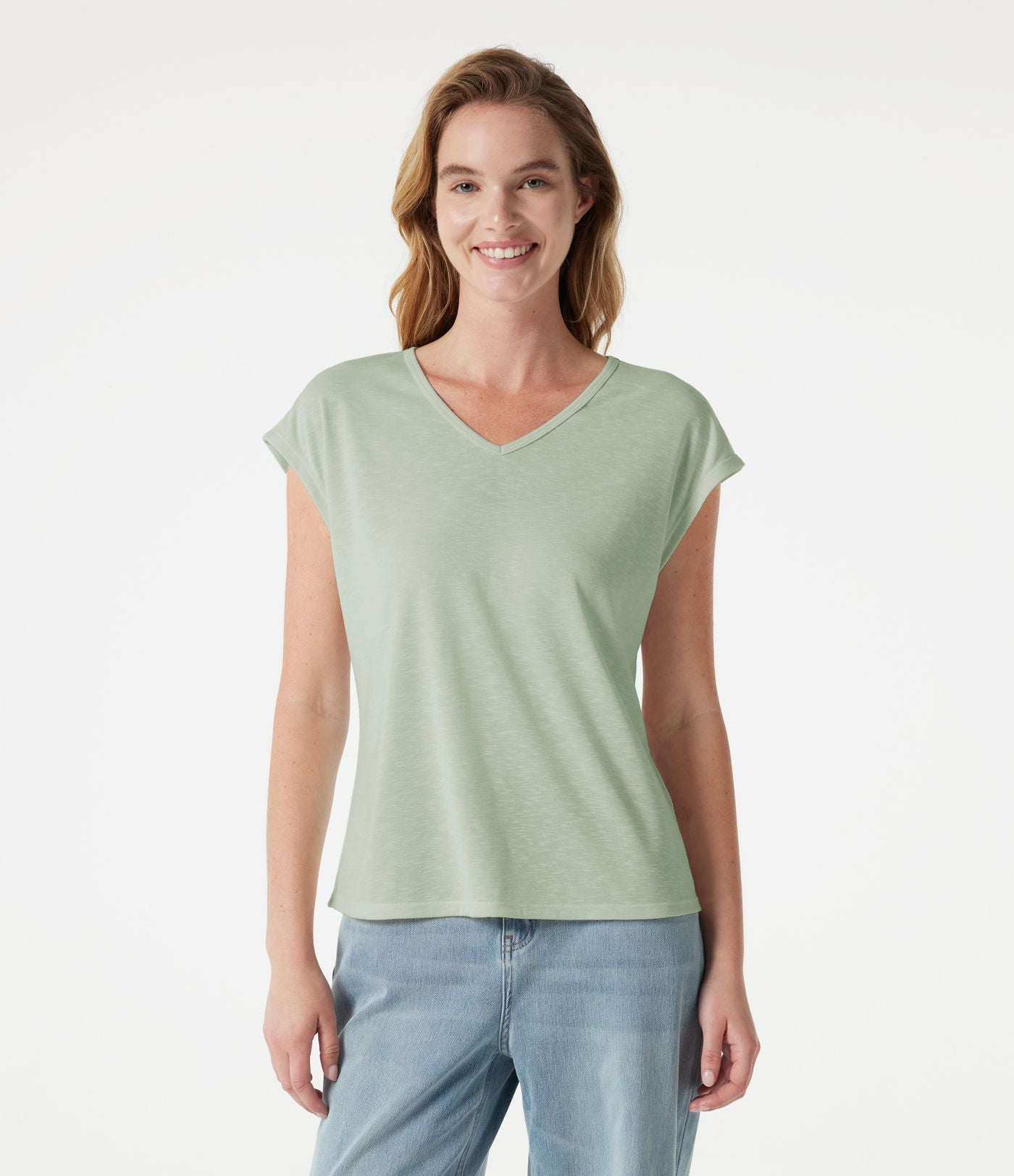 T-shirt casual col V à manches courtes