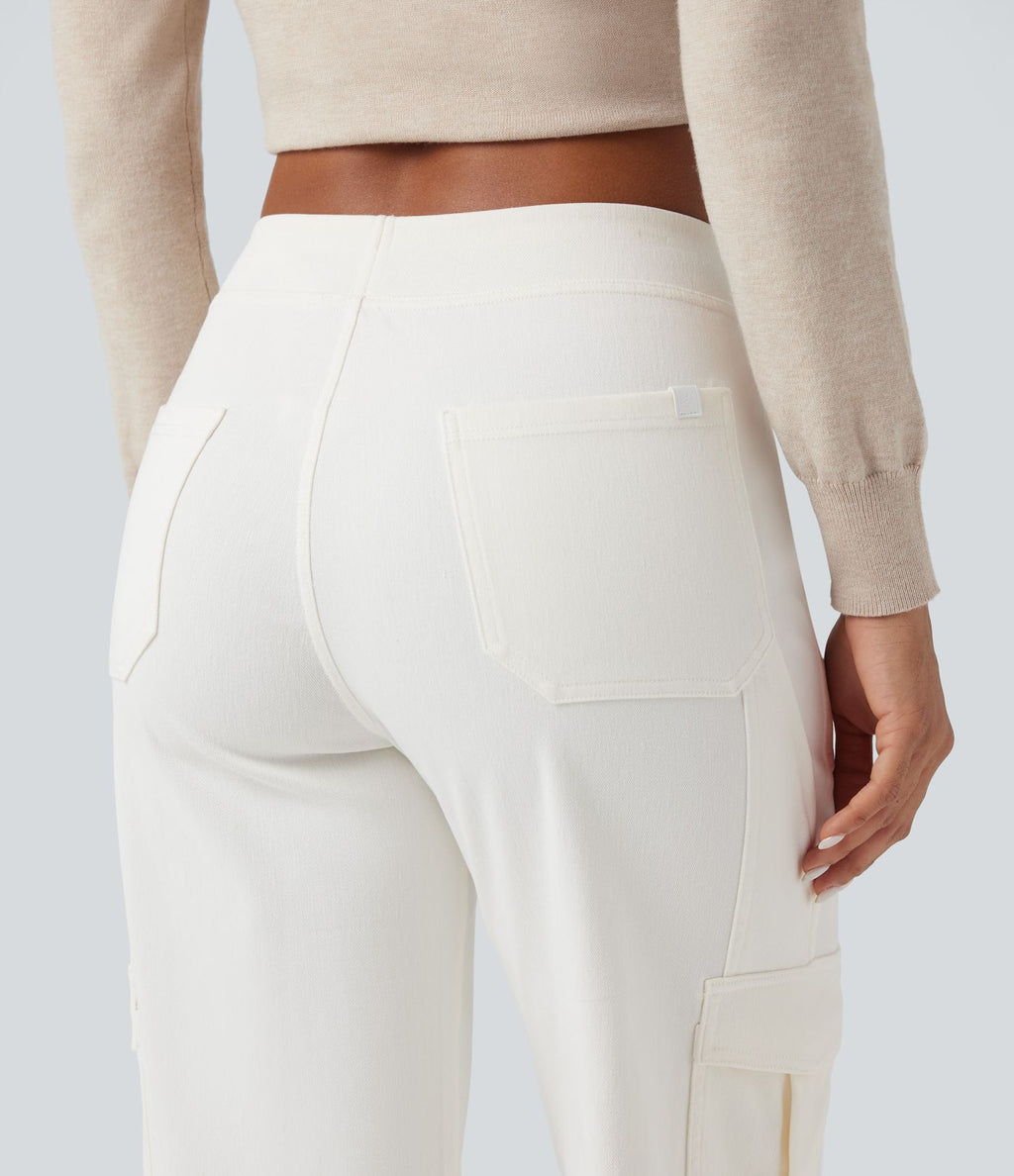 Halara Flex™ Taille Mi-Haute Multiples Poches Jambe Droite Jean Cargo Décontracté Extensible