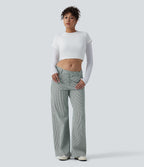 Jean ample Halara Flex™ asymétrique casual à rayures taille mi-haute avec poches